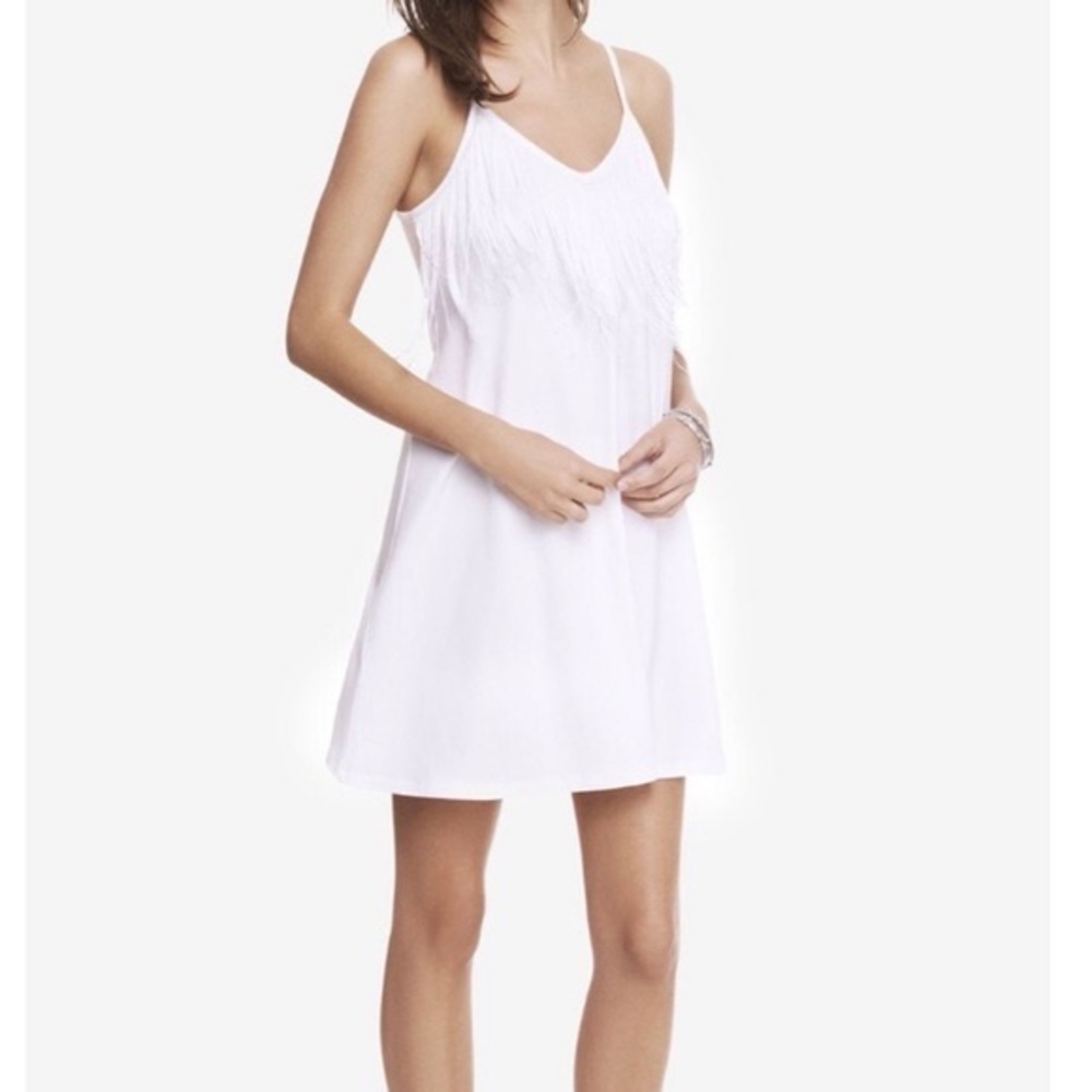 Express White Fringe Dress NWT